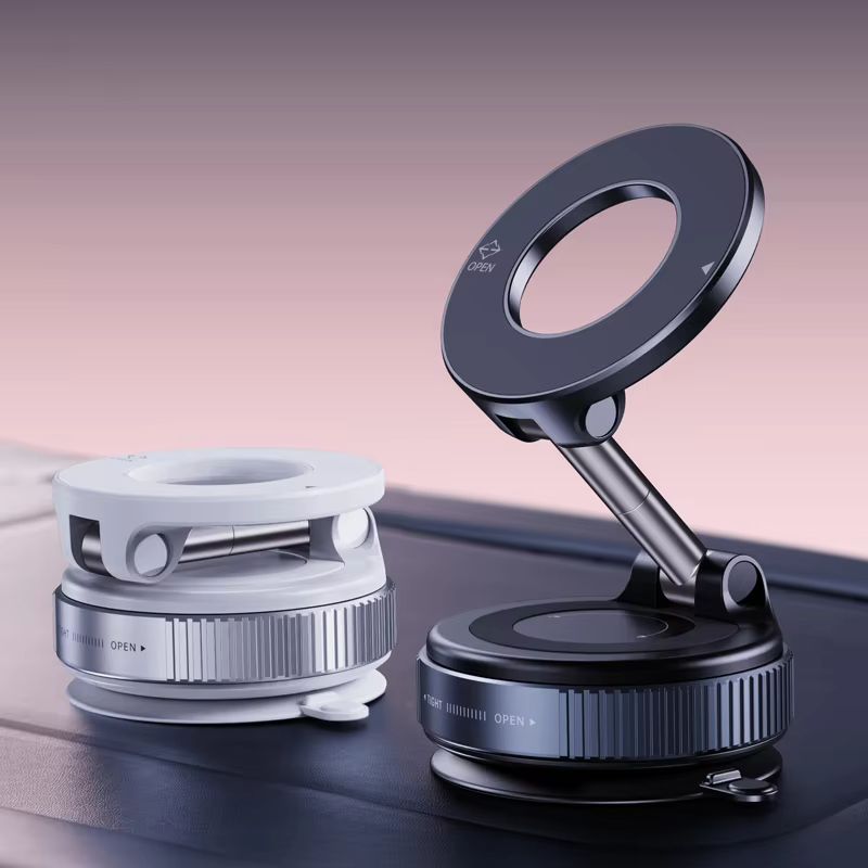2025 Magnetic Car Phone Holder – Wireless, 360° Rotation, Vacuum Base