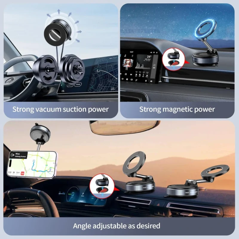 Universal Magnetic Suction Car Phone Holder – Wireless, 360° Rotation